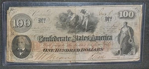 1862 T-41 Konföderierte Staaten von Amerika Dollar 100 Dollar Schein Bürgerkrieg Farm Sklaven - Bild 1 von 2