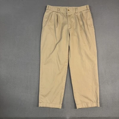 Bills Khakis 裤子男式 36(34 码)卡其色棕色直打褶 100% 棉 — 第 1/4 张图片