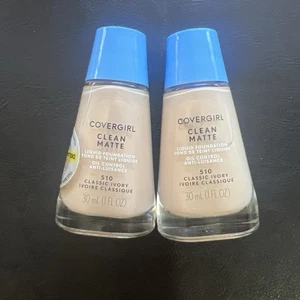 Lot Of 2 COVERGIRL Clean Matte Liquid Foundation 510 Classic Ivory New Sealed - Picture 1 of 2