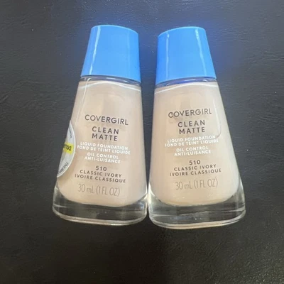 Lot Of 2 COVERGIRL Clean Matte Liquid Foundation 510 Classic Ivory New Sealed - Image 1 of 2