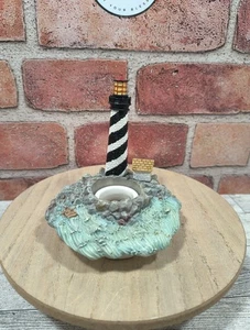 Yankee Candle Lighthouse Candle Capper Island Row Boat Crashing Waves Stays On - Picture 1 of 7
