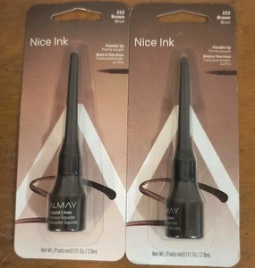 Eyeliner liquido Almay Nice Ink, marrone 222, resistente all'acqua, 0,1 fl oz lotto di 2 - Foto 1 di 1