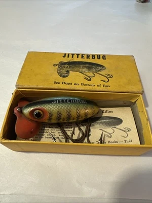 ПОТРЯСАЮЩАЯ РЫБОЛОВНАЯ ПРИМАНКА FRED ARBOGAST JITTERBUG WW2 ПЛАСТИКОВАЯ ГУБА *РЕДКИЙ ЦВЕТ* - Изображение 1 из 4