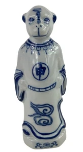 Statuina zodiaco cinese vintage in ceramica bianca e blu 9,5" - Foto 1 di 11