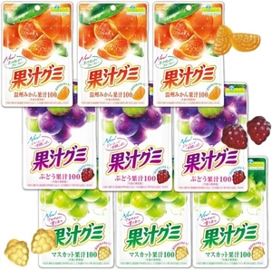 Juego de 12 bolsas Meiji Kaju gomosas jugo de fruta real caramelo suave 3 sabores de Japón - Imagen 1 de 8