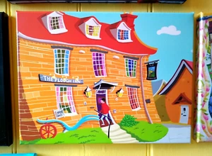 THE PLOUGH AT EVERDON Leinwandbild 16x12ins, signiert, von Nina Cashmore - Bild 1 von 1