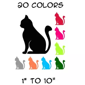 Cat Sticker Vinyl Decal - Kitten Silhouette Pet Animal Kitty Car Window Bumper - Picture 1 of 6