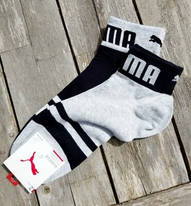 2 PAIRS : PUMA QUARTER Black / Grey Adult Trainer Sneaker SOCKS Cotton Pum1 - Picture 1 of 6