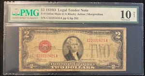 1928 D $2 (C 22-23-24-25 A) U.S. Legal Tender Note - Ladder Serial Number - Picture 1 of 2