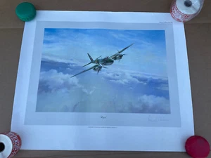 ROBERT TAYLOR PRINT - LEONARD CHESHIRE SIGNED - MOSQUITO MK IV (DAMAGED) 24x20 - Picture 1 of 13