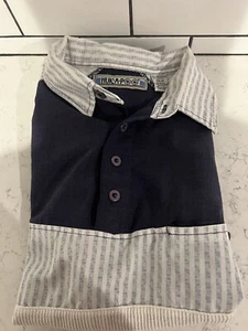 Vintage Huk-A-Poo Polo Shirt Short Sleeve Size Medium Blue White 80s Pockets Y2K - Picture 1 of 11