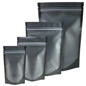 QQ Studio Black Stand Up Zipper Packaging Bag with Frosted Window for Food - Picture 1 of 8