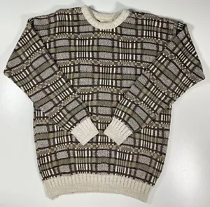Vintage St John’s Bay Sweater Grandpa Sweater Sz L Geometric 90s - Picture 1 of 8