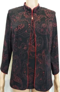 TANJAY Jacket & Tank Top Size Medium Black w/Red Paisley Print Long Sleeve Top - Picture 1 of 24
