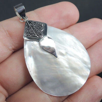 Gioielli pendenti in argento sterling 925 con piccola madreperla a goccia,... - Immagine 1 di 4