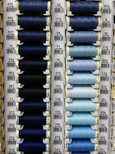 Gutermann Sew All Thread 100% Polyester x 100m Blue Shades Hand Machine Sewing - Picture 1 of 46