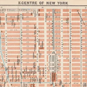 MIDTOWN MANHATTAN NEW YORK CITY 1909 Original Antique Vintage Map NY STATE USA - Picture 1 of 8