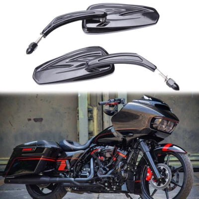 Espejos retrovisores laterales negros brillantes para motocicleta Harley Davidson Road Glide Foto 1 de 4