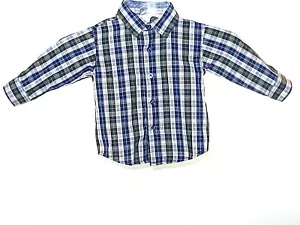 Camisa de vestir náutica para niño talla 9 M estilo a cuadros cuello con mangas largas - Imagen 1 de 4