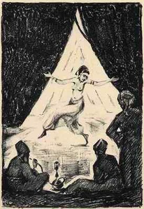 BAUCHTÄNZERIN & WASSERPFEIFEN im ORIENT - W.A.RENZING OrigLithographie 1925 - Picture 1 of 1