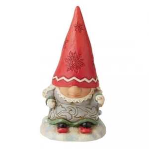 FIGURA DE ESQUÍ GNOMO Jim Shore con trenzas-gnomo en las pistas 6010844 nuevo - Imagen 1 de 3