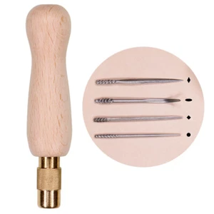 Premium 4+1 Ahlen Set mit Buchenholz Heft zum Leder und Planen vorstechen - Bild 1 von 6