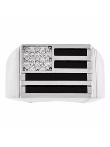 Diamond & Black Onyx Quartz Ring Sterling Silver or Yellow Gold Plated Silver Pa - Bild 1 von 2