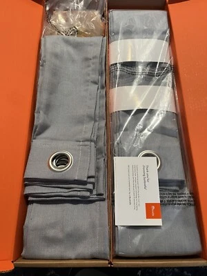 NEW Set Sunbrella Light Filtering Curtain Panels Slate Gray 84" - Image 1 of 4