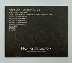 Maurice Lacroix International Watch Warranty Booklet - Picture 1 of 2