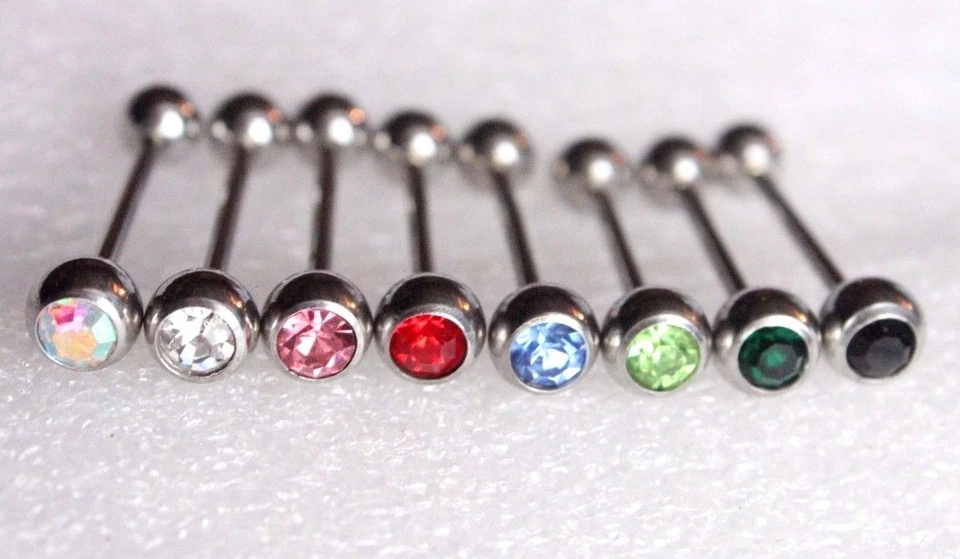 1 5 o 10 Gemas de Cristal Lengua Barra Pezón Pendiente Industrial A Granel Piercing Joyería Foto 1 de 1