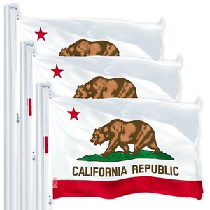 G128-3 PACK California State Flag 3x5 ft Printed Brass Grommets 150D Polyester - Picture 1 of 6