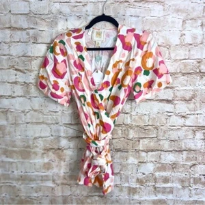 NEU Emily McCarthy Morgenmantel Top im Frühlingsmix Punkte Gepard Größe XS - Bild 1 von 8