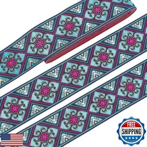 PH PandaHall 2 Inch Embroidered Woven Ribbon, 7 Yards Vintage Jacquard Ribbon - Picture 1 of 5