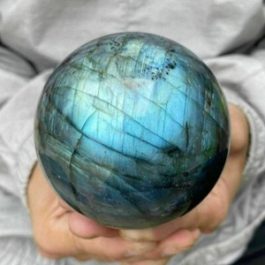 Small 70MM Natural Blue Labradorite Stone Healing Power Metaphysical Sphere Ball - Picture 1 of 7