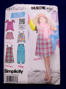 SIMPLICITY PATTERN 1817 girls blouse dress shorts pants size 8-16 New Uncut - Picture 1 of 2