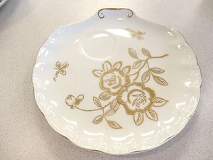 Lipper & Mann L&M Golden ROSE Snack Plate NO CUPS Japan Hand Painted - Picture 1 of 6