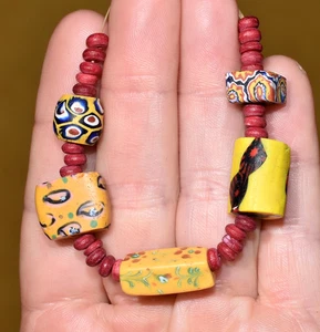 Antik Venezianisch Italienisch Gemischt Afrikanischer Handel Perlen Auge, Blume, Millefiori Perlen - Bild 1 von 10