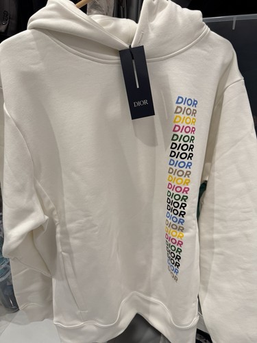 Autentica felpa con cappuccio a maniche lunghe Dior Homme stampata con logo taglia L (nuova con etichette)