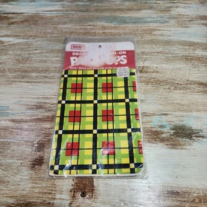 Rare Vintage Iron On Knee Elbow Patches Pop Color Tartan Plaid Groovy Hippie - Picture 1 of 6