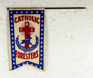 CATHOLIC FORESTERS doppelseitiges Papier FHC Flagge Stick Pin - Bild 1 von 3