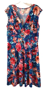 Vestido Floral Para Mujer En Focus 14W Hasta la Rodilla Corpiño Acanalado Brillante Sin Mangas - Imagen 1 de 8