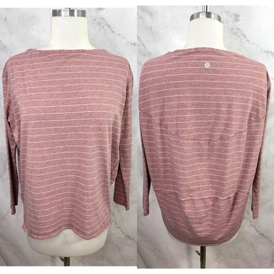 Blusa Top Lululemon Back In Action Manga Dolman M Elastizada Rosa Rayas Relajada Foto 1 de 4