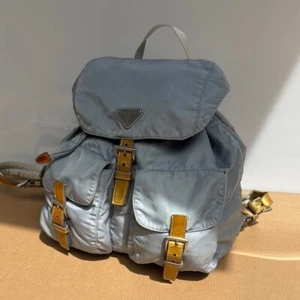 AS IS Prada Vintage 1990's Nylon blue gray pockets backpack - Picture 1 of 14