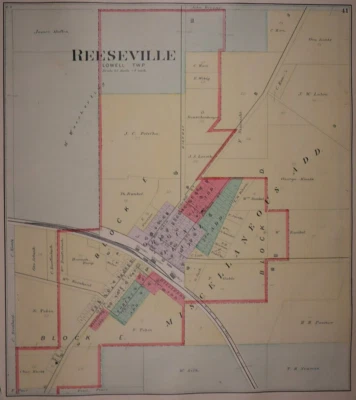 Old 1890 Plat Map ~ REESEVILLE Twp., DODGE Co., WISCONSIN ~ Free S&H - Image 1 of 4