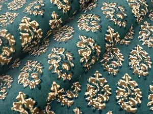 Carolina Irving Paisley bedruckter Samtstoff - Paisley Samt/blau gold 4 Yards - Bild 1 von 5