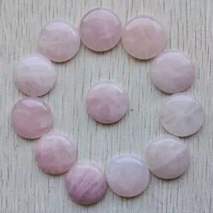 Natural rose quartz stone pink round cabochon 25mm beads 12pcs/lot wholesale - Picture 1 of 3