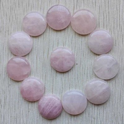 Natural rose quartz stone pink round cabochon 25mm beads 12pcs/lot wholesale - Image 1 of 3