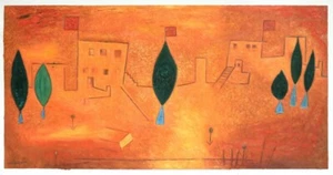 Orient Paul Klee 1927 Swiss Bauhaus Orange Abstract Landscape Art Print - Picture 1 of 2