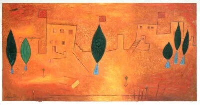 Orient Paul Klee 1927 Swiss Bauhaus Orange Abstract Landscape Art Print - Image 1 of 2