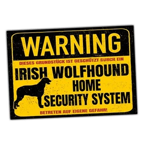 Irish Wolfhound Schild Warning Security System Türschild Hundeschild Warnschild - Bild 1 von 4